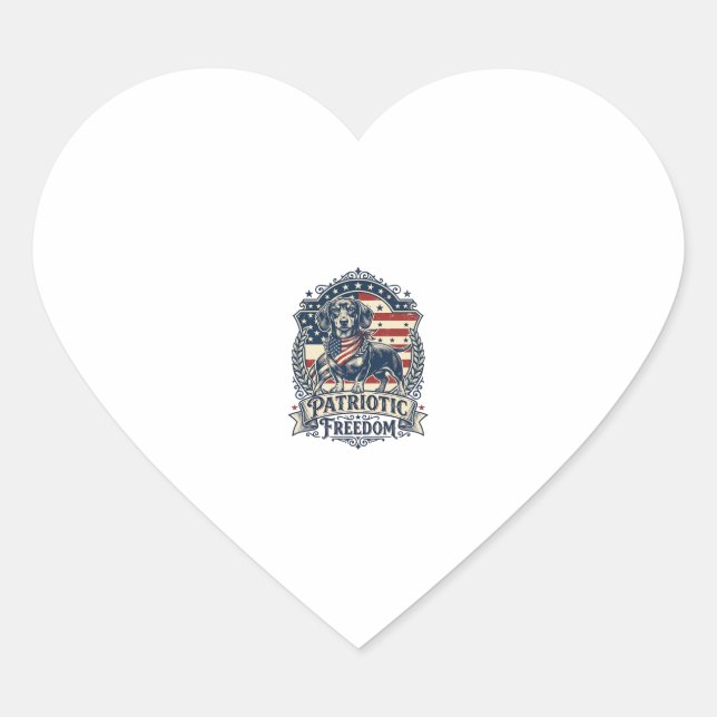Patriotic Dachshund Vector Graphic Tee_1 Heart Sticker (Front)