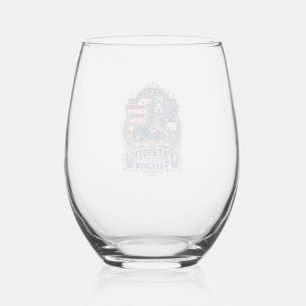 Patriotic Dachshund Vector Graphic Tee_1 Stemless Wine Glass