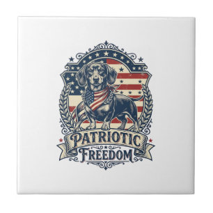 Patriotic Dachshund Vector Graphic Tee_1 Tile