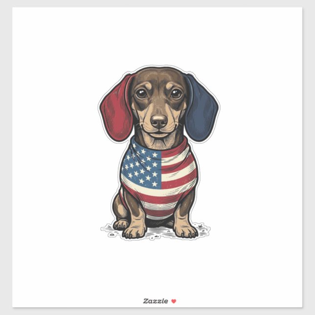 Patriotic Dachshund Vintage Engraving Vector Desig (Sheet)