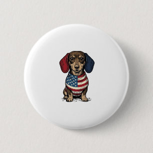 Patriotic Dachshund Vintage Engraving Vector Desig 6 Cm Round Badge
