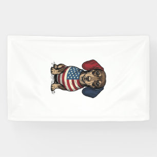 Patriotic Dachshund Vintage Engraving Vector Desig Banner