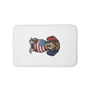 Patriotic Dachshund Vintage Engraving Vector Desig Bath Mat
