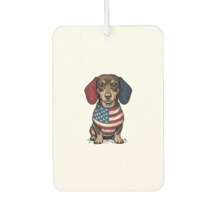 Patriotic Dachshund Vintage Engraving Vector Desig Car Air Freshener