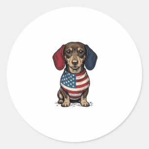 Patriotic Dachshund Vintage Engraving Vector Desig Classic Round Sticker