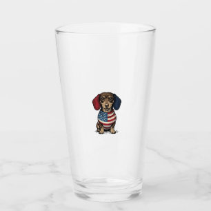 Patriotic Dachshund Vintage Engraving Vector Desig Glass