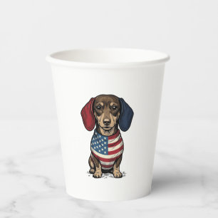Patriotic Dachshund Vintage Engraving Vector Desig Paper Cups