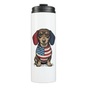Patriotic Dachshund Vintage Engraving Vector Desig Thermal Tumbler