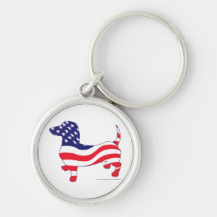 Patriotic Dachshund / Wiener Key Ring