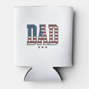 Patriotic Dad American Flag Vintage Vector Design_ Can Cooler