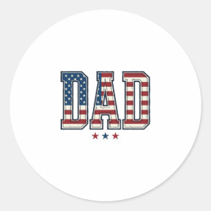 Patriotic Dad American Flag Vintage Vector Design_ Classic Round Sticker