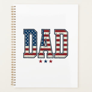 Patriotic Dad American Flag Vintage Vector Design_ Planner