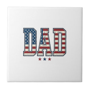 Patriotic Dad American Flag Vintage Vector Design_ Tile