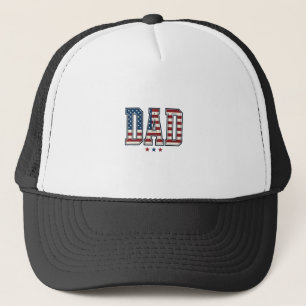 Patriotic Dad American Flag Vintage Vector Design_ Trucker Hat