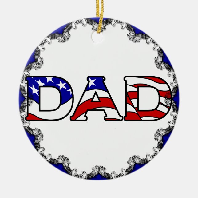 Patriotic Dad Christmas Ornament (Front)