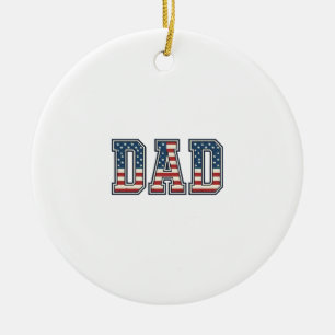Patriotic Dad Flag Lettering Vector Design_1 Ceramic Tree Decoration