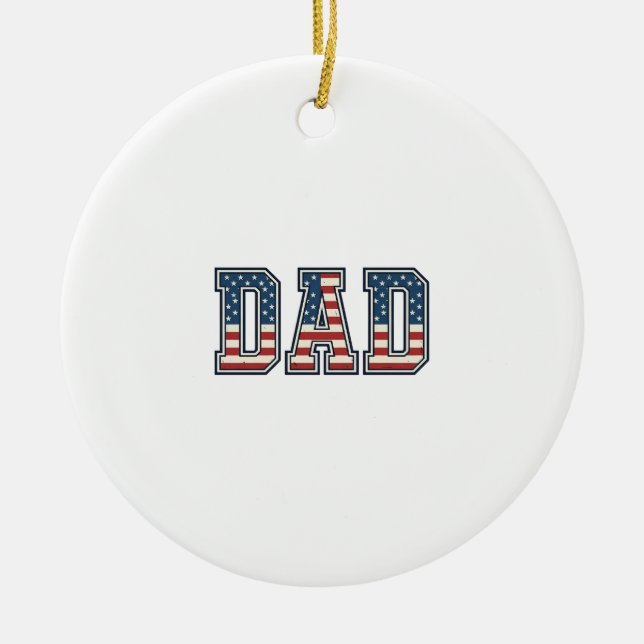 Patriotic Dad Flag Lettering Vector Design_1 Ceramic Tree Decoration (Front)