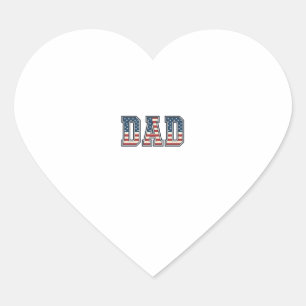 Patriotic Dad Flag Lettering Vector Design_1 Heart Sticker