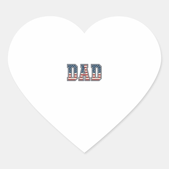 Patriotic Dad Flag Lettering Vector Design_1 Heart Sticker (Front)