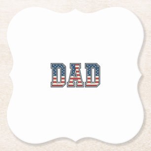 Patriotic Dad Flag Lettering Vector Design_1 Paper Coaster