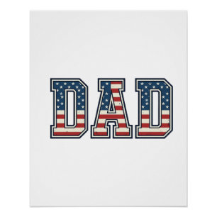 Patriotic Dad Flag Lettering Vector Design_1 Poster