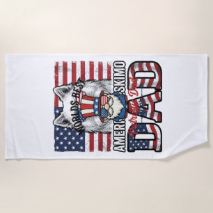 Patriotic Dad Gnome Vintage Vector Shirt Design_1 Beach Towel