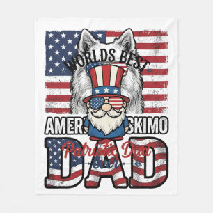 Patriotic Dad Gnome Vintage Vector Shirt Design_1 Fleece Blanket