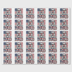 Patriotic Dad Gnome Vintage Vector Shirt Design_1 Wrapping Paper