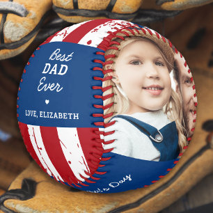 Patriotic DAD Happy Father's Day Custom 2 Photo Baseball