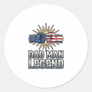 Patriotic Dad Man Legend Vintage T-Shirt Design_1 Classic Round Sticker