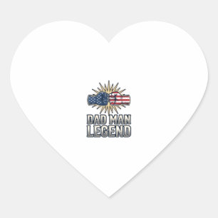 Patriotic Dad Man Legend Vintage T-Shirt Design_1 Heart Sticker