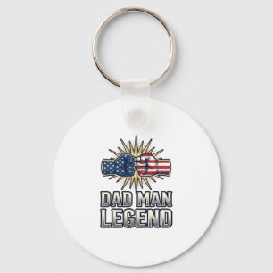 Patriotic Dad Man Legend Vintage T-Shirt Design_1 Key Ring