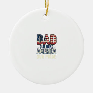 Patriotic Dad Our Hero Vintage Father Shirt Design Ceramic Tree Decoration