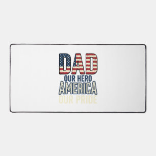 Patriotic Dad Our Hero Vintage Father Shirt Design Desk Mat