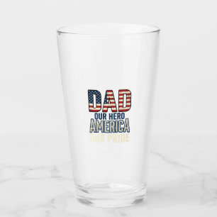 Patriotic Dad Our Hero Vintage Father Shirt Design Glass