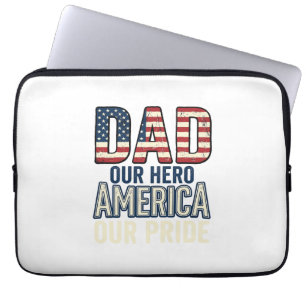 Patriotic Dad Our Hero Vintage Father Shirt Design Laptop Sleeve