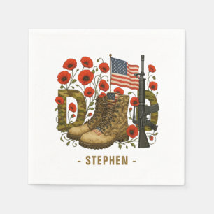 Patriotic Dad – USA Flag with Combat Boots Napkin