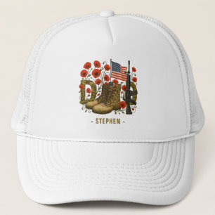 Patriotic Dad – USA Flag with Combat Boots Trucker Hat