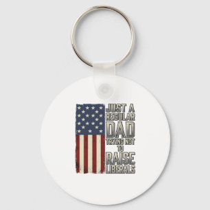 Patriotic Dad Vintage Flag Quote Shirt Design_1 Key Ring