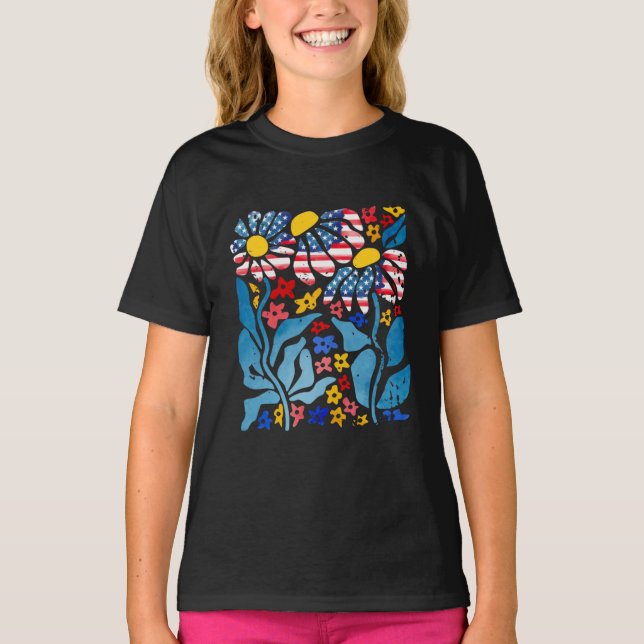 Patriotic Daisy Garden T-Shirt (Front)