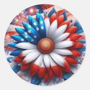 Patriotic Daisy Independence Day Envelope Seal