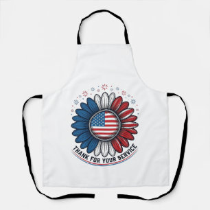 Patriotic Daisy Thank For Your Service Shirt Desig Apron