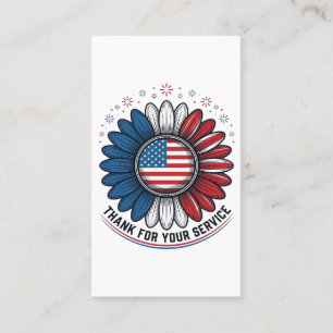 Patriotic Daisy Thank For Your Service Shirt Desig Business Card