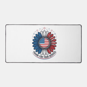 Patriotic Daisy Thank For Your Service Shirt Desig Desk Mat