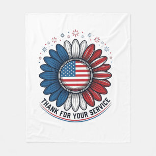 Patriotic Daisy Thank For Your Service Shirt Desig Fleece Blanket