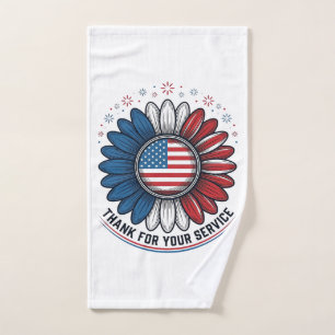 Patriotic Daisy Thank For Your Service Shirt Desig Hand Towel