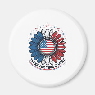 Patriotic Daisy Thank For Your Service Shirt Desig Magnet