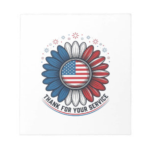 Patriotic Daisy Thank For Your Service Shirt Desig Notepad
