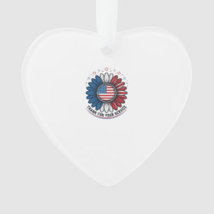 Patriotic Daisy Thank For Your Service Shirt Desig Ornament