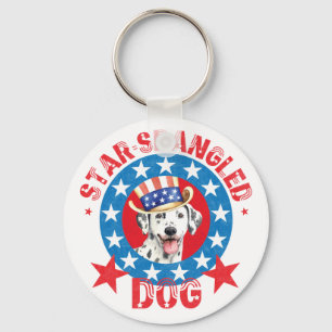 Patriotic Dalmatian Key Ring